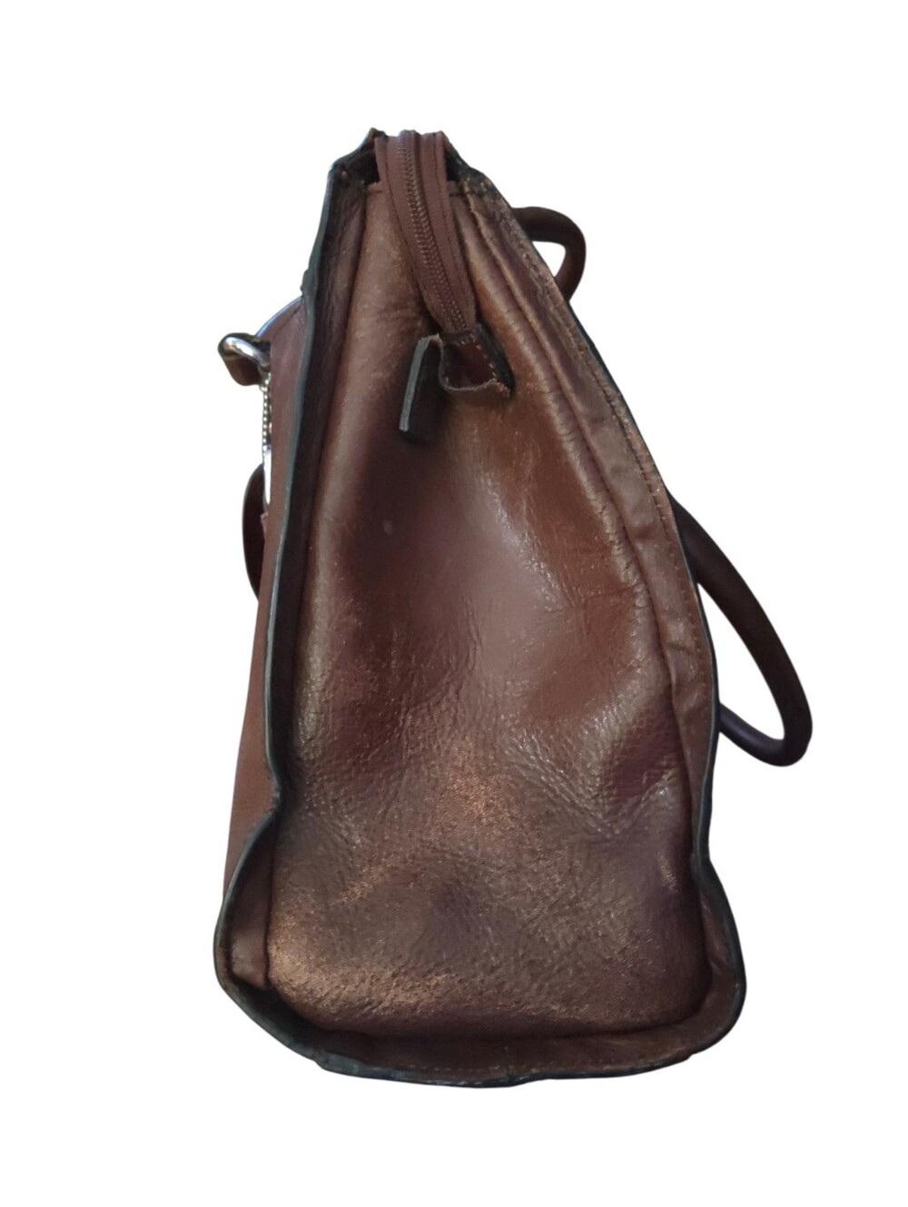 Wilsons Leather - Large Vintage Classic Brown Distressed Leather Tote Bag - Picture 5 of 16